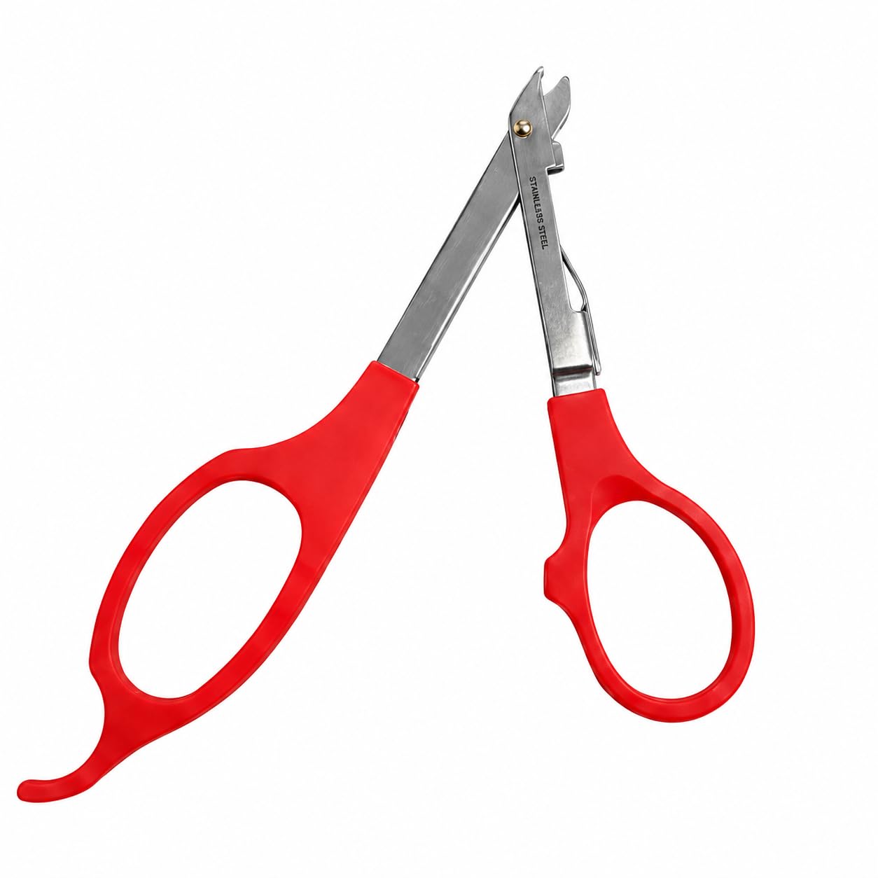 NJ Enterprises® Plastic Skin Staple Remover with Free Stainless Steel Staple Remover – Easy Grip Handle, Wound Care Tool for Clinic, Hospital & Home Use (Red)