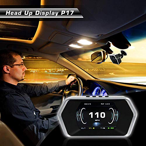 Head Up Display,ACECAR Universal Car Dual System HUD OBD2/GPS Smart Digital Meter Speedometer with Compass Test Brake Test Overspeed Alarm Fault Code Reader HD LCD Display for All Vehicle