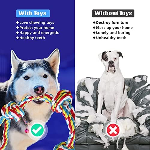 XL Dog Rope Toys (Extremely Durable and Strong) For Large And Medium Dog - EXTRA LARGE DOG TOYS For Aggressive CHEWERS - NEARLY INDESTRUCTIBLE -Strong,Sturdy Rope - Tug Of War Rope for Teething (5PCS)