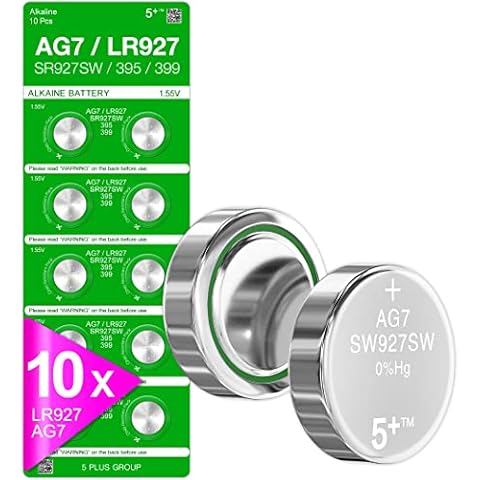 5Plus Group 10 PCS SR927SW LR927 AG7 SR929SW 395 399 1.55V Button Cell Watch Batteries Cover