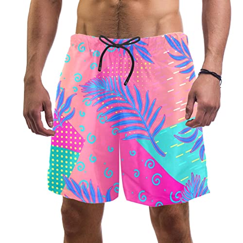 Short de bain homme idéal pour le volley et la plage feuilles bleues