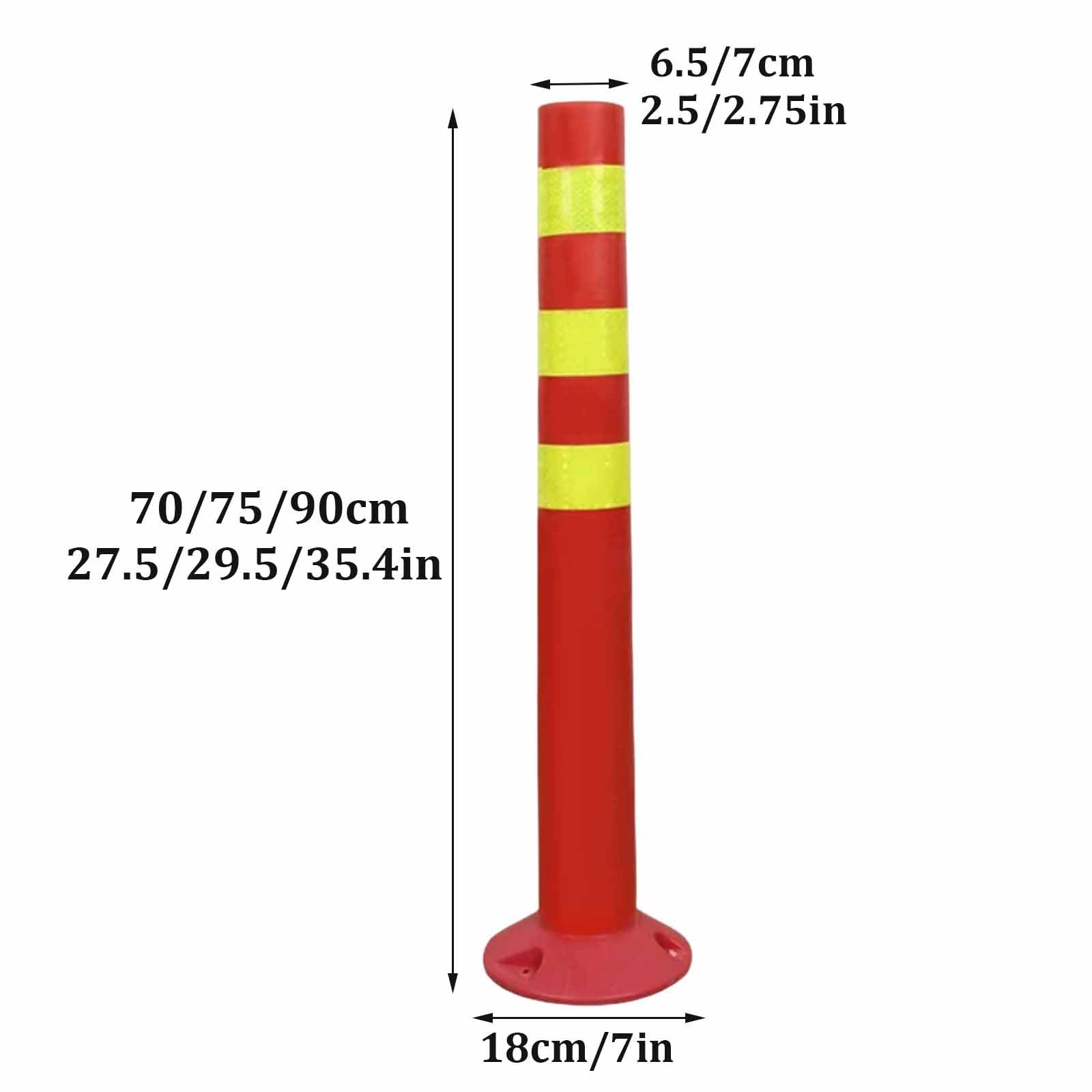 Conos de Seguridad, Poste de Bolardo de Seguridad de Plástico, Pila de Tráfico, Cono de Tráfico Reflectivo para Entradas de Autos, para Advertencias Viales en Parques(18x70cm)