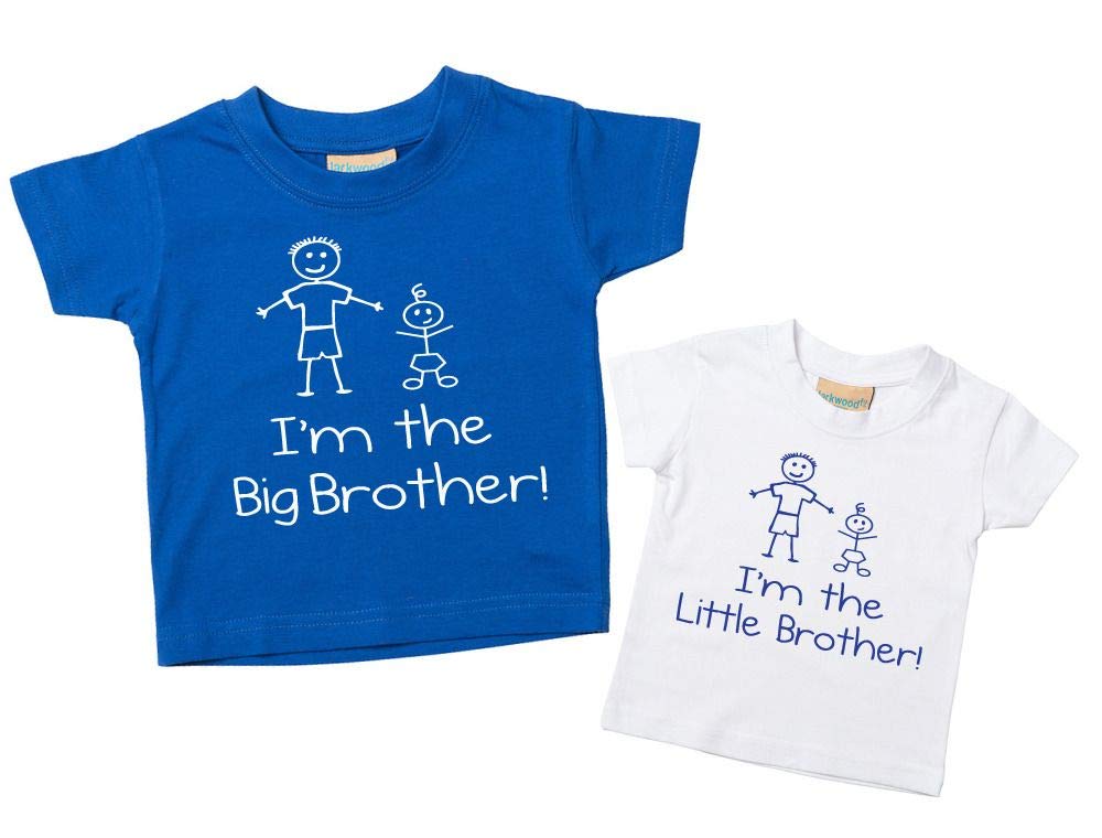 60 Second MakeoverI'm The Big Brother I'm The Little Brother Tshirt Set Blue White Tshirt Set Baby Toddler Kids Available in Sizes 0-6 Mon