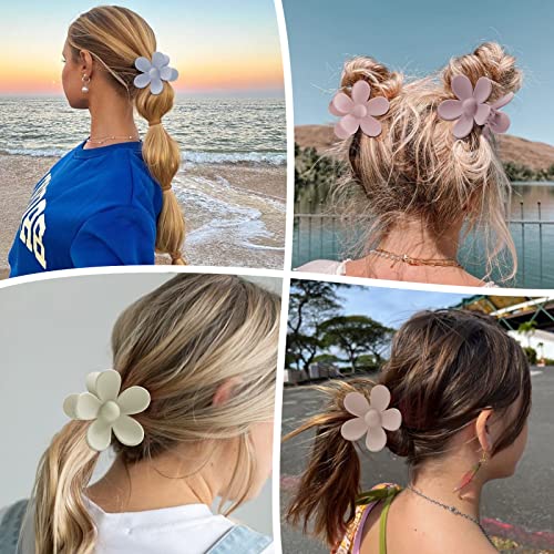 6 Packs Matte Flower Hair Clips, Non-Slip Strong Hold Jaw Clips For Hair, Large Claw Clips For Thick Hair, Cute Daisy Hair Claw Clips For Thin Hair, Big Floral Claw Clips For Women & Girls, Hair Accessories For Gifts, 6 Colors #TOP5