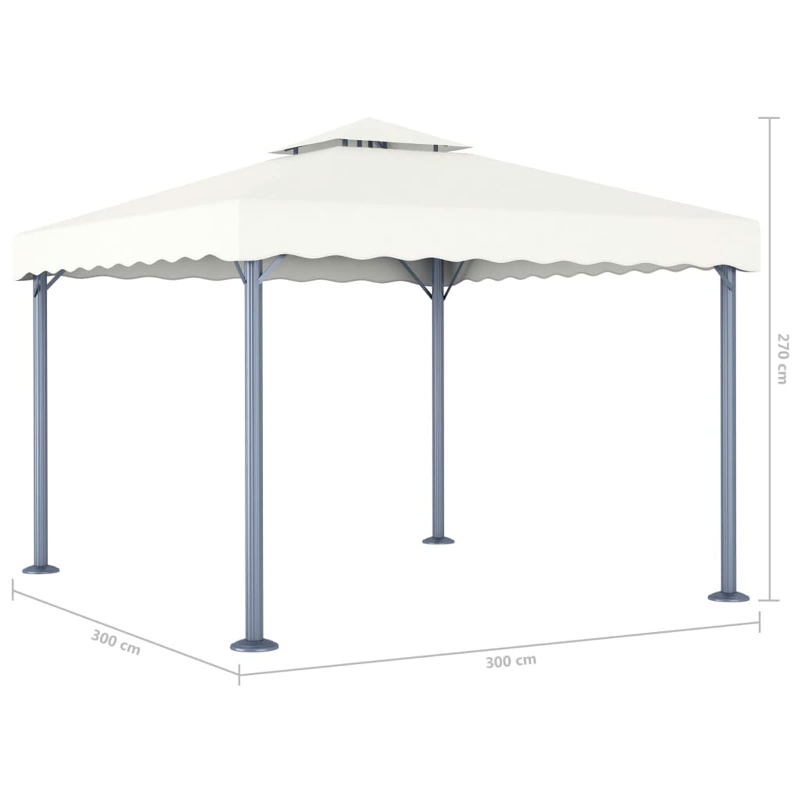 Gazebo con Stringa di Luci LED 300x300 cm Crema in Alluminio,Gazebo Pergola Con Telo Impermeabile Richiudibile E Struttura Rettangolare In Acciaio Inossidabile Ad Alta Densità,Per Arredo Giardin