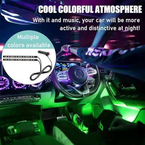 Yourkar Car LED Strip Light, 24 LED Interior Under Dash Atmosphere Lights with Cigarette Lighter, Vehicle Decor Lamp Ambient Night Light Strip Lighting, Universal Car Accessories (Green) - Thumbnail 4