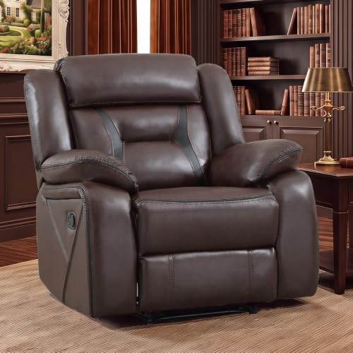 Image of EBELLO Faux Leather Manual Recliner Chair, Modern Design Single Reclining Sofa Chair with Comfortable Armrest and Backrest, Furniture for Living Room, Bedroom, Dark Brown