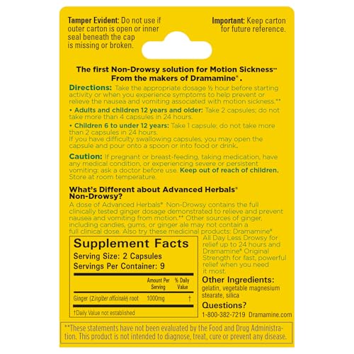 Advanced Herbals with Natural Ginger for Nausea Relief, 18 Capsules, 2 Pack - image 8