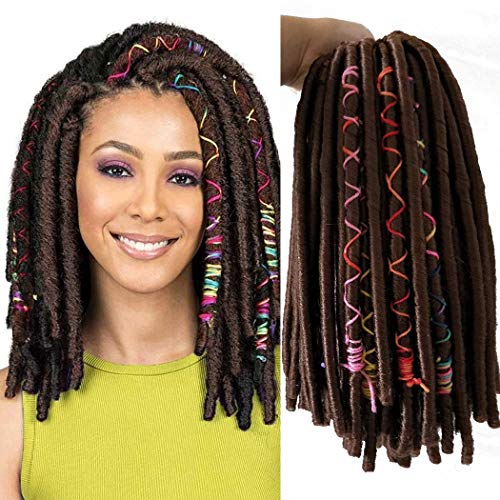 Flyteng 14 inch Faux Locs Crochet Hair 6packs Soft Synthetic Braiding Hair Extension 12 Roots Goddess Braid Twist Crochet Hair (14 inch, 30)…