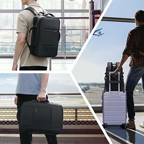 Travel Backpack 35L Carry on Backpack Expandable 17.3 Inch Laptop Backpack Waterproof Business Backpack Hand Luggage Backpack With USB Charging Port Rucksack Bag For Trekking Hiking Camping Travel
