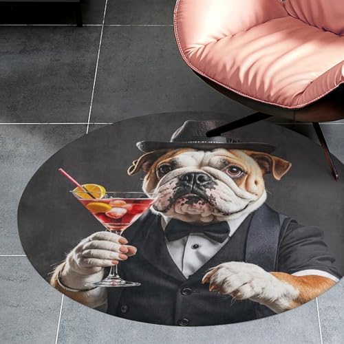Tapis rond bouledogue martini en microfibre absorbante Dini - 2