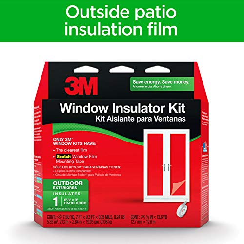 3M Outdoor Patio Door Clear Insulation Kit, Heat Or Cold Window Insulation Kit For Large Windows And Sliding Doors, 1-Door Kit, 7 Ft. X 9.3 Ft. #TOP1