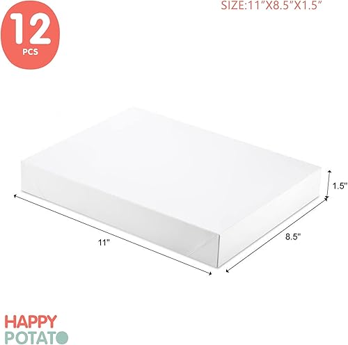 Miniatura 6 de HAPPY POTATO Cajas de regalo blancas de 11 x 8.5 x 1.5 pulgadas, cajas de regalo para ropa, cajas de regalo (textura de grano blanco, paquete de 12)