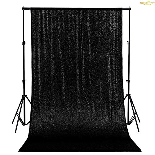 Sequin Backdrop Black Photo Booth Backdrop 7FTx7FT Shimmer Wall Backdrop Sparkle Backdrop Curtain for Christmas Party Prom Ceremony Decorations