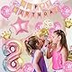 batnite Luftballon 8. Geburtstag Mädchen Rosa - Happy Birthday Banner und Riesen Bunt Folienballon Zahl 8, 3D Schmetterlinge und Tortendeko Geburtstagsdeko Ballon für 8 Jahre Geburtstag Deko