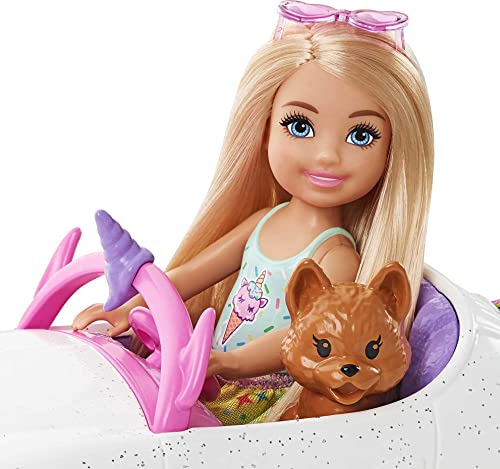 Barbie Club Chelsea Doll (6-Inch Blonde) With Open-Top Rainbow Unicorn-Themed Car, Pet Puppy, Sticker Sheet & Accessories, Gift For 3 To 7 Year Olds #TOP4