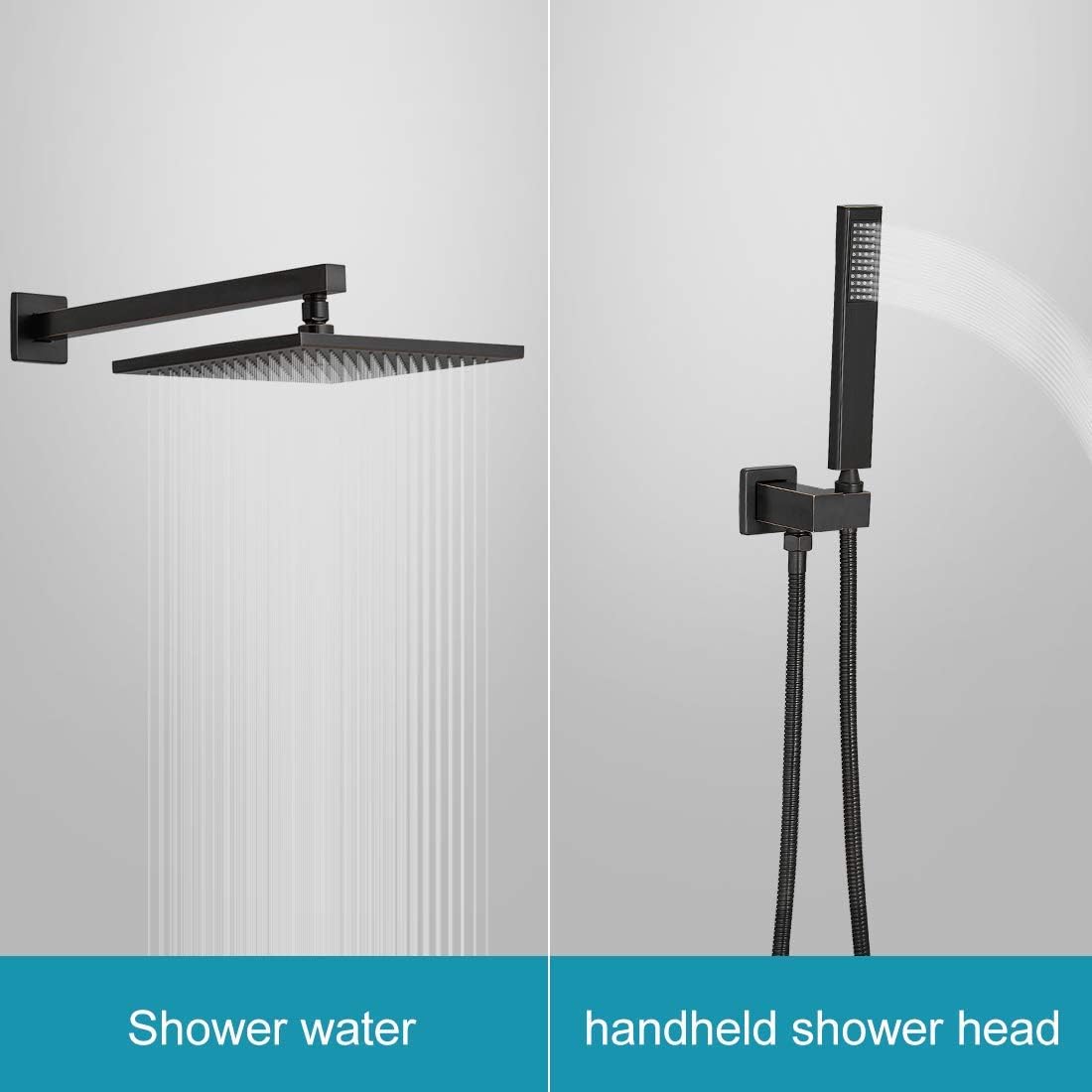 Homevacious Waterfall Bathroom Faucet and Pop Up Drain Without Overflow Bundle Shower System Rainfall Shower Head 10 Inch Oil Rubbed Bronze with Handheld Spray Mixer Wall Mounted