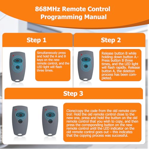 Télécommande 2 canaux Marantec D384 D302 - Lot de 3 émetteurs radio 868,3 MHz