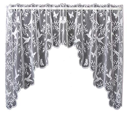 Heritage Lace Hummingbird Swag Pair, 72" Wide x 36" Drop, White