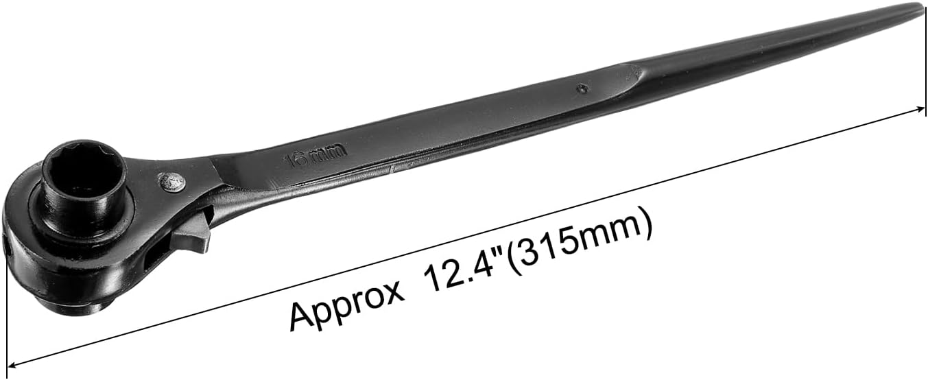 uxcell 16 x 18mm Hexagon Scaffold Podger Ratchet Spanner Ratcheting Socket Wrench Tool (Black)