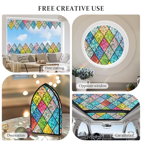 Beautysaid Rainbow Window Film Privacy: Stained Glass Self Adhesive, No-Glue Frosted Window Tint, Static Cling,UV Window Film Home (Multicolor, 44.5x200cm) - Image 6