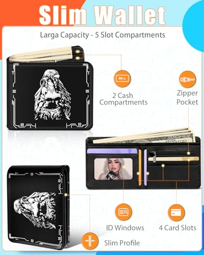 Bistup Boys Wallet Cute Leather Bifold Wallet for Men Women Cartoon Anime Cool Design Credit Card Cash Id Holder Rfid Blocking Black White Girl Bi Fold Small Wallets With Coin Pocket Slim Teens Youth4