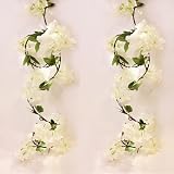 Better Life Attic 2 Pack 6ft Pre-Lit Cherry Blossom String Lights, Artificial White Flowers with Lig