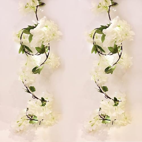 Better Life Attic 2 Pack 6Ft Pre-Lit Cherry Blossom String Lights, Artificial White Flowers With Lights, Battery Operated Spring Garland Floral Hanging Light For Wedding, Bedroom, Indoor, Outdoor #TOP20