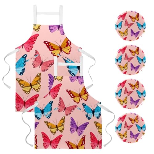 Tablier de serveuse imperméable et résistant avec 4 broches fantaisie