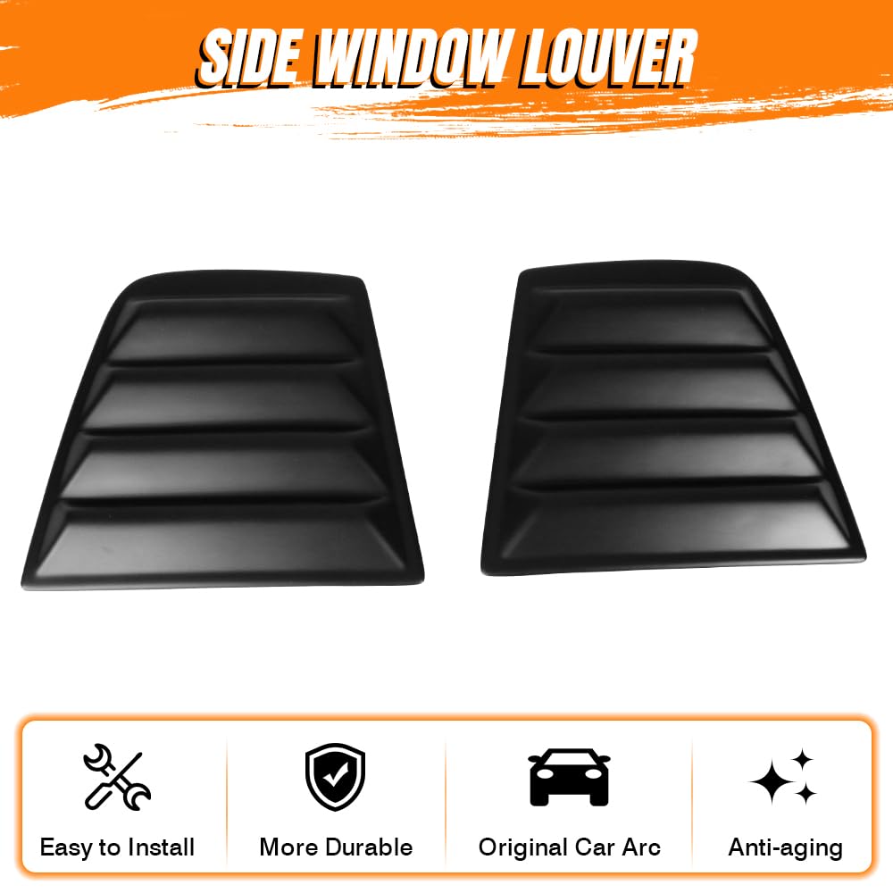 MODILOVER Side Window Louvers, Compatible with 2011-2023 Dodge Charger, Polypropylene(PP) Matte Black V2 Style Air Vent Scoop Shade Cover Blinds, 2PCS