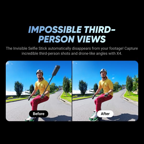 Insta360 X4 Waterproof 8K 360 Action Camera Kit | Live Stream, AI Editing, 72MP 360 Photo, 4K Wide-Angle Video Camera | Includes Selfie Stick, Extra Battery, Lens Cap, & 256 GB Micro SD Card