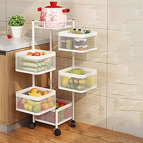 Carros De Cocina Giratorios con Ruedas Estante De Cocina Cuadrado Giratorio Carro De Almacenamiento MóVil Multicapa, para El BañO Y La Oficina Frutas Verduras Libros Cover