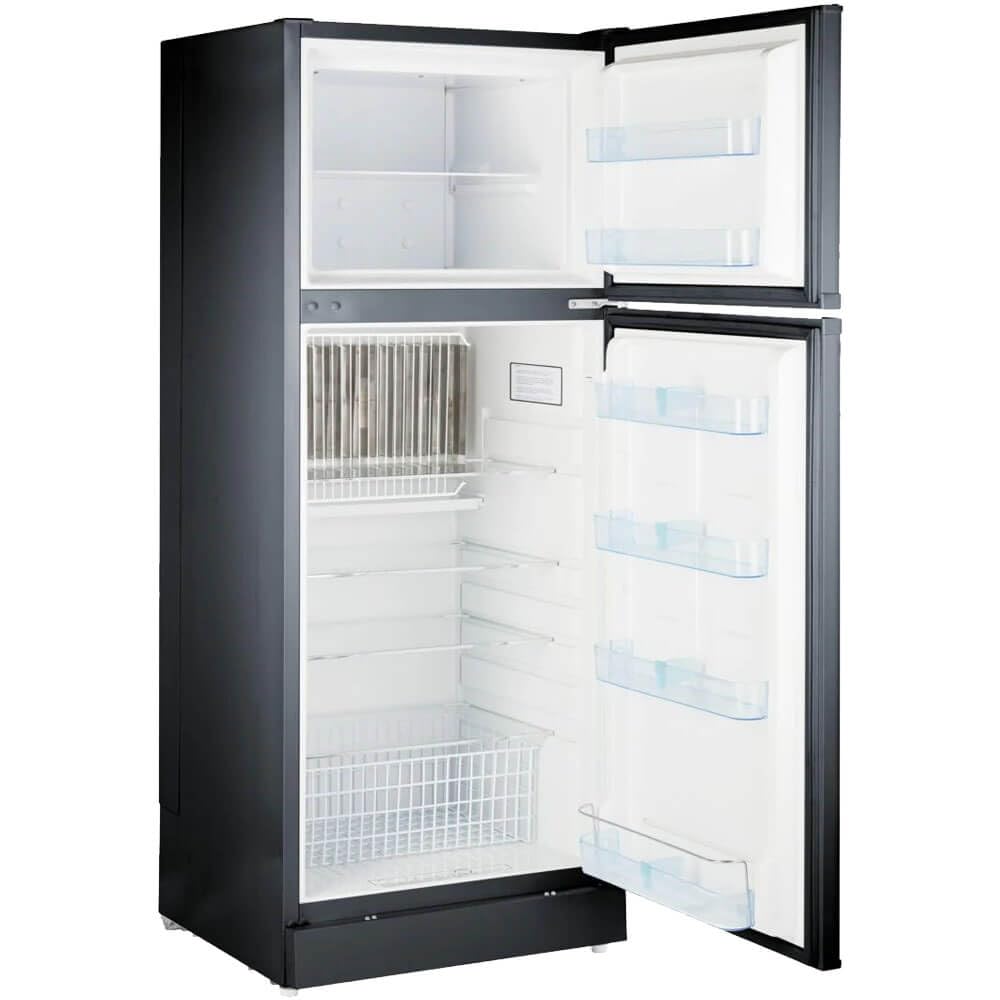 Unique Appliances UGP-14C SM B 14 Cu. Ft. Propane Top Freezer Refrigerator, Black; Convenient Front-Mounted Controls with Removable Protective Kick Plate; Dual Power (Primary Propane, 110V Backup) on Fridge.com