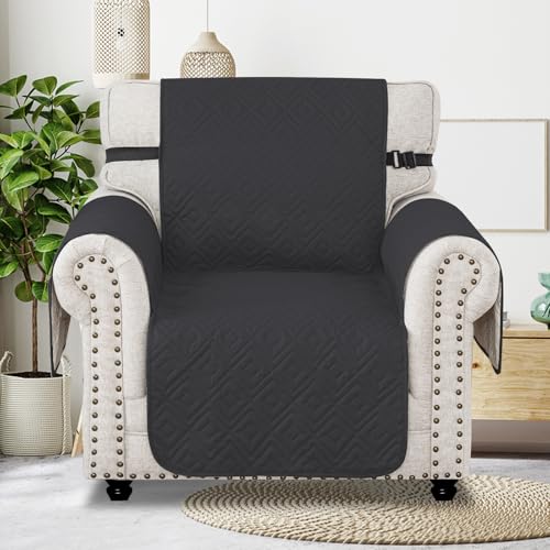 MAXIJIN Chair Covers Waterproof Sofa Slipcovers Non-Slip 1 Seater Sofa Protectors with Elastic Straps Reversible Universal Couch Covers for Dogs Pets - Image 2