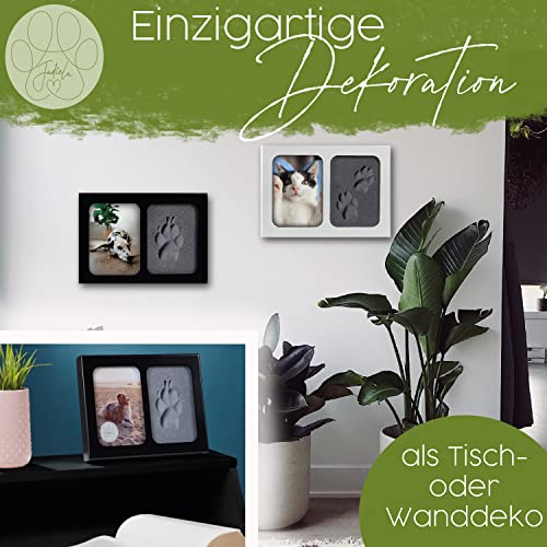 Jadiela Pfotenabdruck Set Hund oder Katze 3D Bilderrahmen in Schwarz, Abdruck Hundepfote Geschenk, Made in Germany