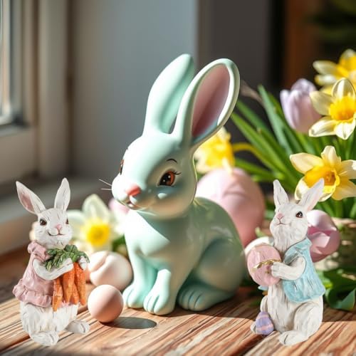 25% Off Hand-Painted Easter Bunny Figurines Set of 2