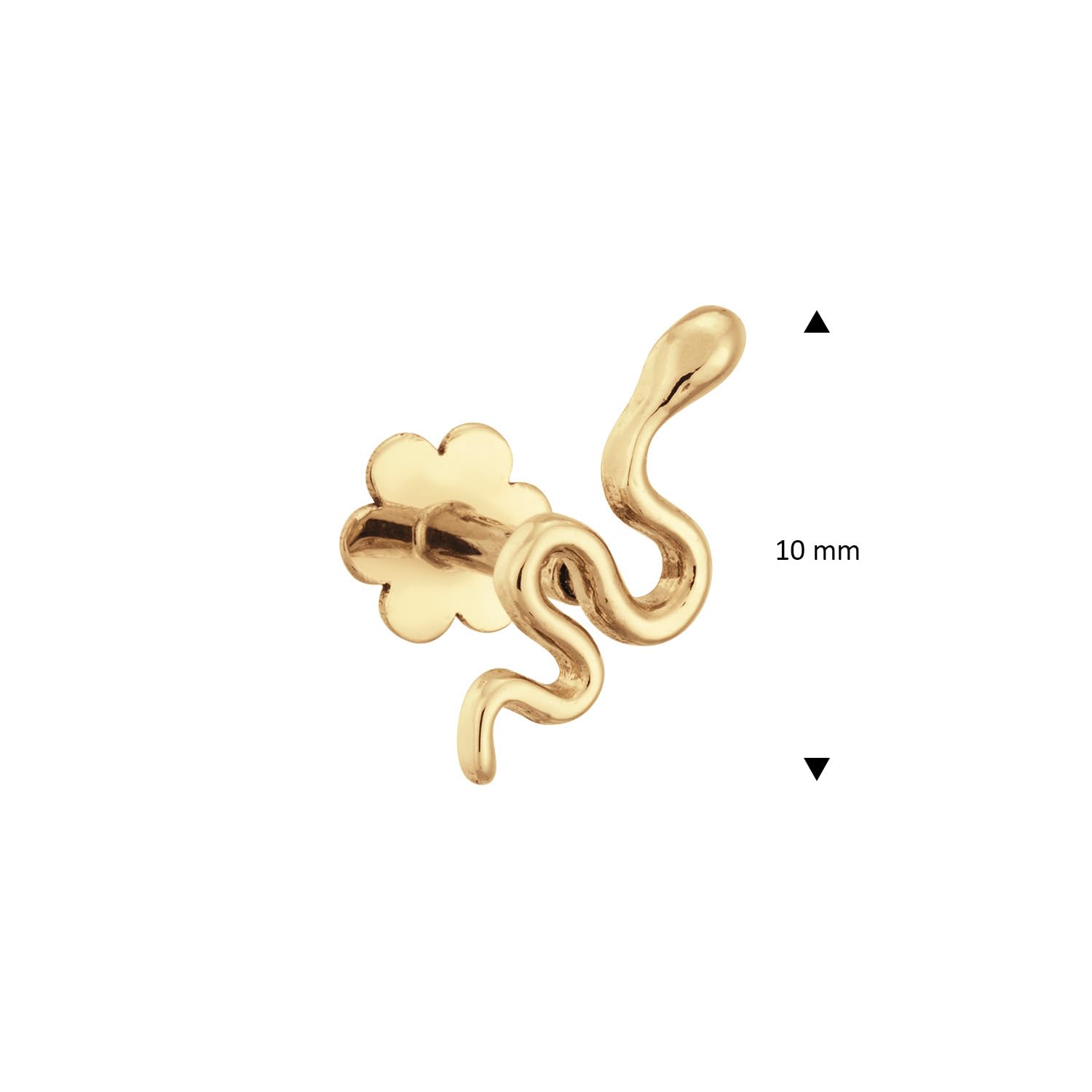 JACKIE GOLD Schmuck Damen | 14 Karat / 585 Echt Gold Ohrschmuck | Snake Piercing JKP24.429 | Stablänge 6 mm | Piercing mit Schlange
