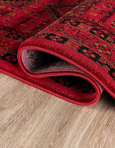Alfombra decorativa Rugs.com 5' x 8' roja rectangular miniatura 5
