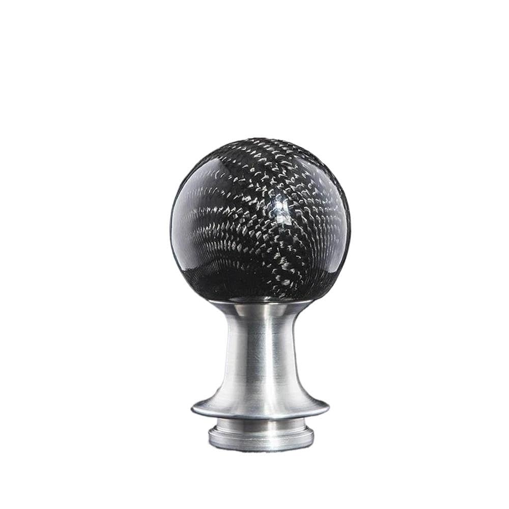 Sxqpocar Black Silver Real Carbon Fiber Manual Gear Shift Knob For Golf For Sagitar For Polo For Bora For Jetta For Passat Shift Lever Head(Black Silver)