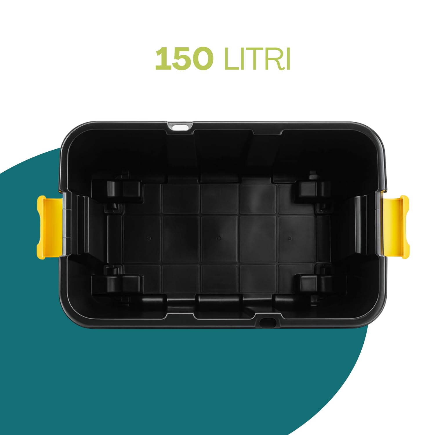 Paluplus Contenitore Box Attrezzi con Ruote, misura 79x52x52 cm e Capacità 150 Litri, Baule Nero con chiusura a Scatto, Box portautensili con coperchio, Organizer Utensili, Fai da Te -5940F-6,9