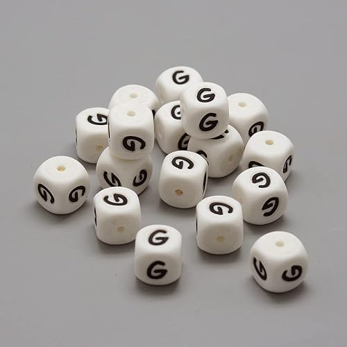 10 cuentas de cubo de silicona de la letra G, cuentas sueltas cuadradas de silicona, cuentas del alfabeto, 0.472 x 0.472 x 0.472in, letras vocales disponible en Yaxa Venezuela