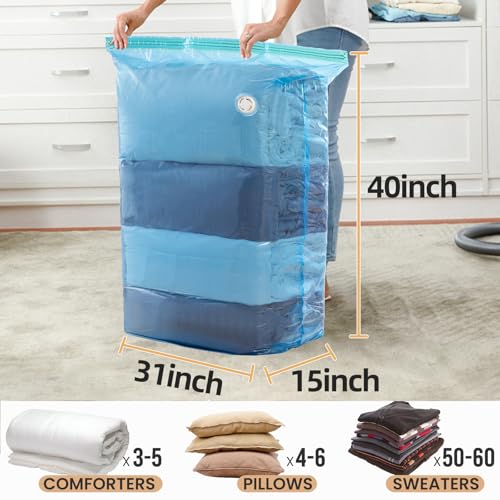 Image of TAILI 8 Pack Vacuum Storage Bags, Jumbo Cube (31x40x15 Inch), Blue