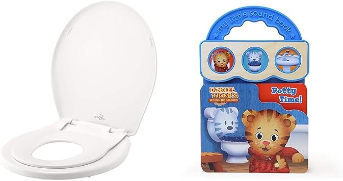 Little2Big 81SLOW 000 Toilet Seat with Built-In Potty Training Seat, Slow-Close & Daniel Tigers Potty Time! Childrens Toilet Training Sound Book for Daniel Tiger Fans