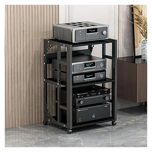 4-stöckiger AV-Regalständer für Zuhause & Büro, Stahl, Multimedia-Regal für CD/DVD-Player, hochtemperaturbeständige Mehrzweck-Videospeicherlösung