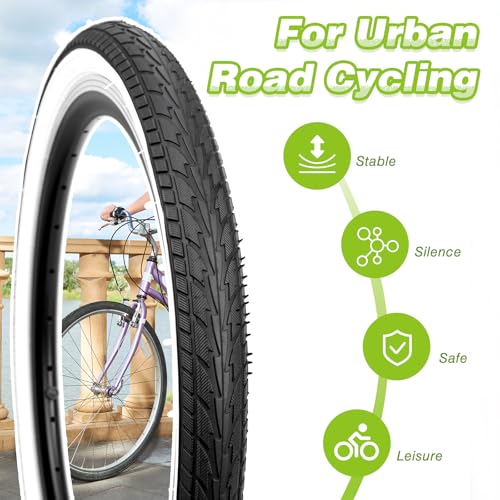 20/24/26 x 1.75 Inch Bike One/Two Pack Bicycle White Wall