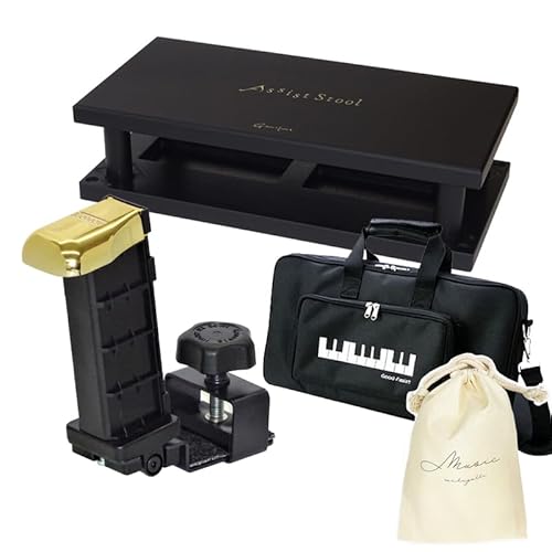 【 オリジナル巾着セット 】 吉澤 NEW アシストペダル (23ASP) お子さまのピアノ練習のサポートに 専用工具不要 ワンタッチ調節 (アシストペダル (23-ASP)、アシストスツール (ブラック) 23ASS BK、キャリングバック (AS-CB)、巾着セット)のサムネイル