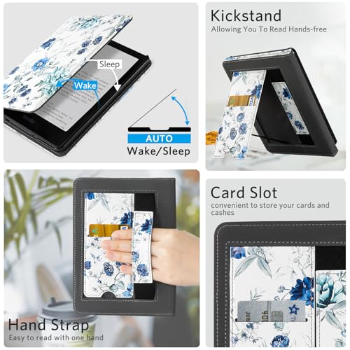 Image of CoBak Stand Case for 7 inch Kindle Paperwhite 12th Gen 2024 and Kindle Colorsoft with Hand Strap - Compatible with iPhone MagSafe, for Samsung /Belkin /Anker Wireless Charging Pads, Durable, Auto Sleep Wake
