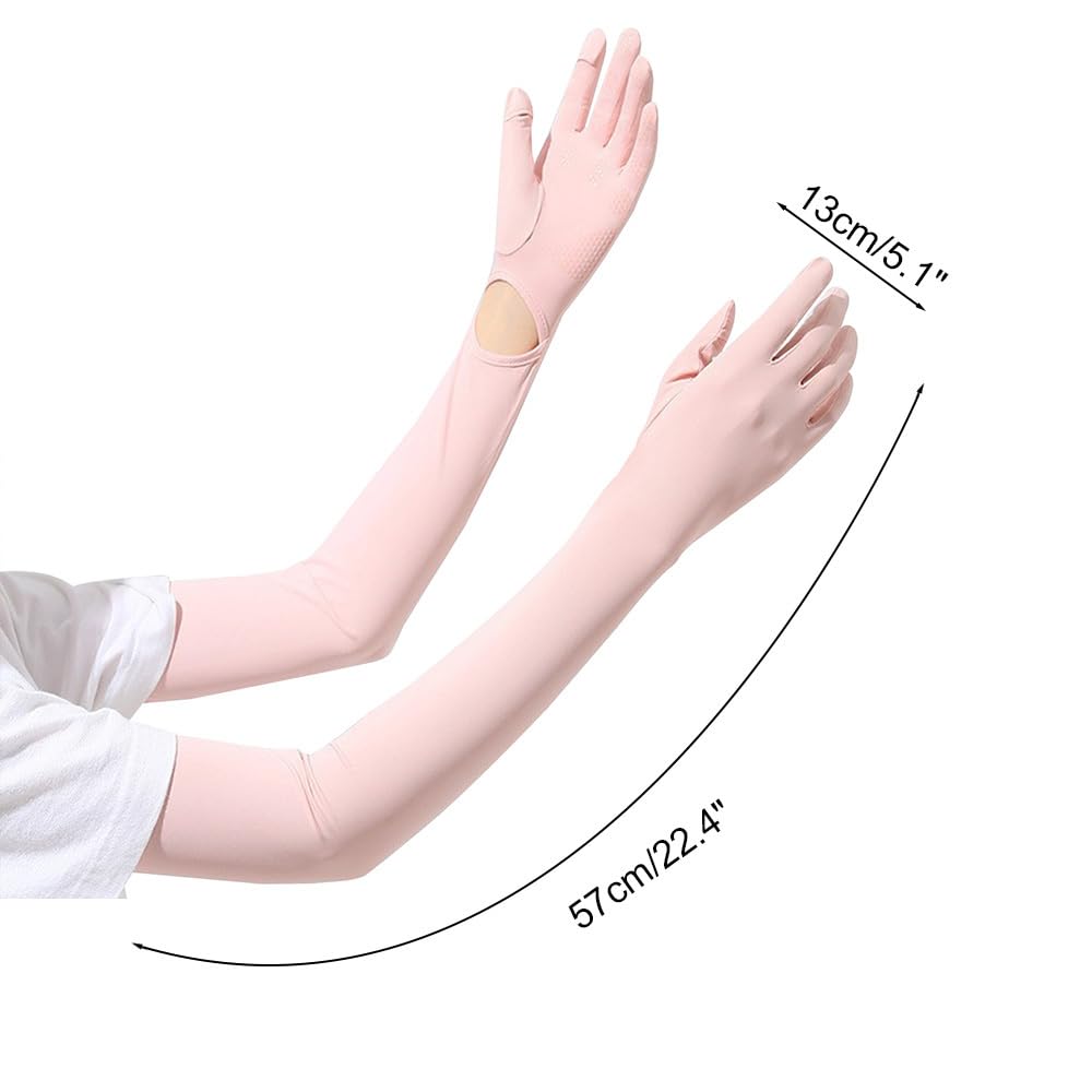MiOYOOW Gants de Protection UV, Gants Longs de Conduite en Soie Glacée Respirante Gants Antidérapants écran Tactile pour Conduite, Cyclisme, Randonnée, Pêche