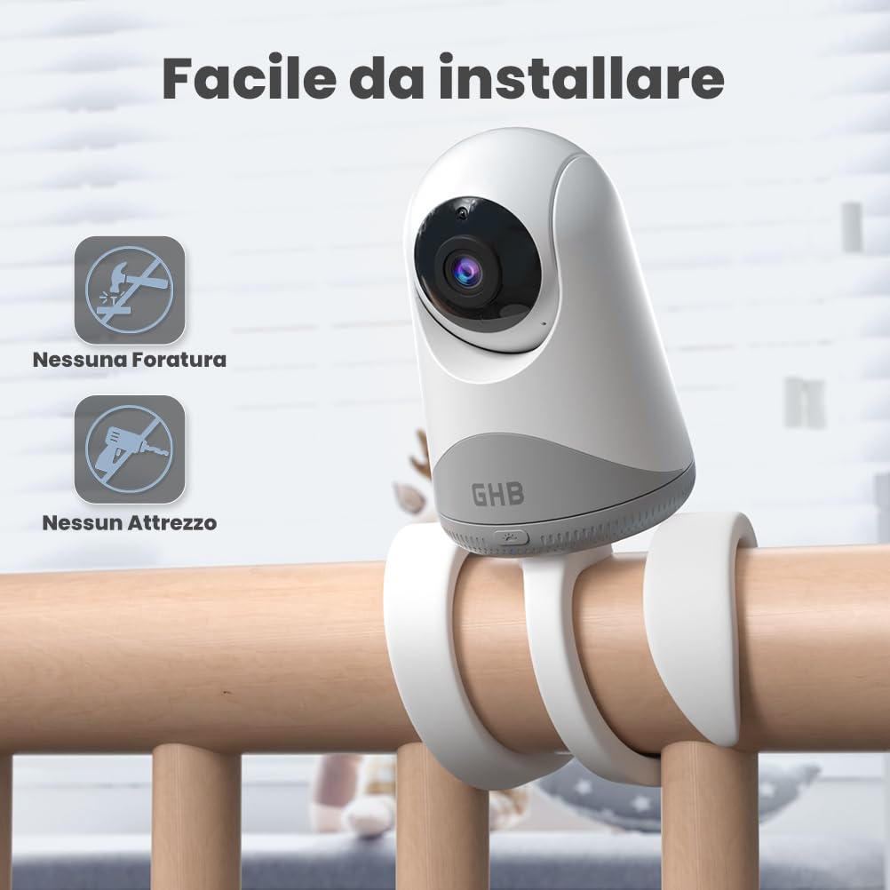 GHB Supporto per Baby Monitor Universale, Vite 1/4'', Supporto per Fotocamera Flessibile Regolabile Pieghevole Resistente Adatto per GHB ABM700/ SM50B/ AMB720/ ABM809