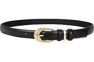 Ladies Skinny Faux Leather Belt with Elegant Pin Buckle